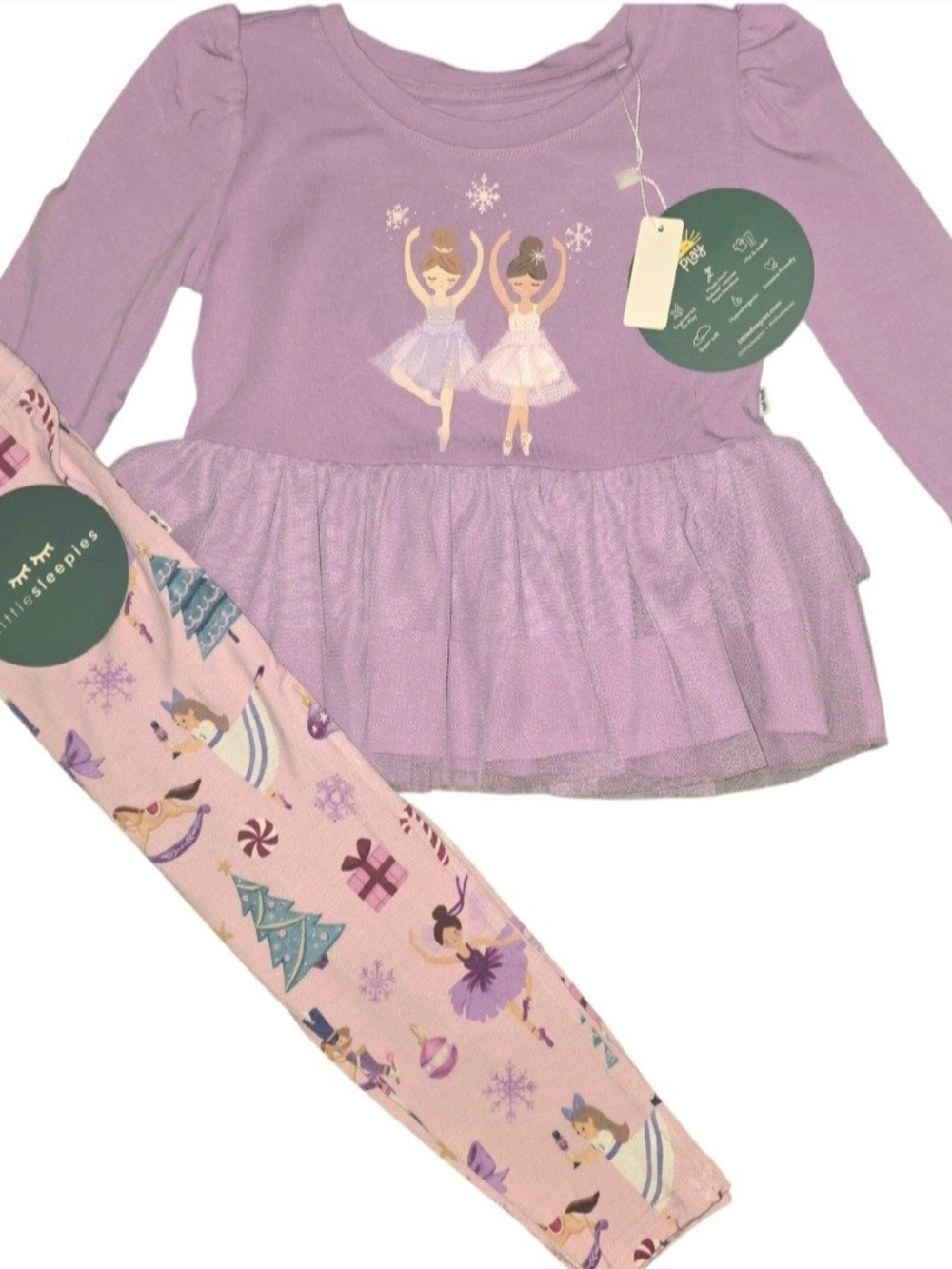 Little Sleepies Nutcracker Ballet Peplum Top & Leggings 3T NWT